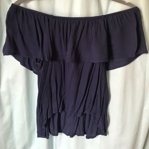 Navy off the shoulder cropped top